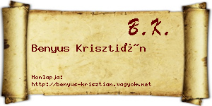 Benyus Krisztián névjegykártya
